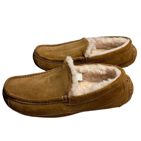 UGG Men's Ascot Chestnut Suede Leather Slippers Size 7 - Picture 9 of 15